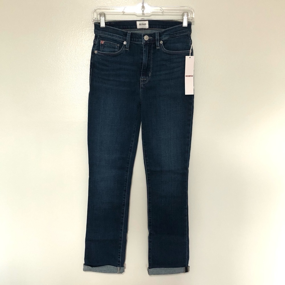 Hudson Blair High Rise Straight Crop Jeans Rolled Cuff New 24